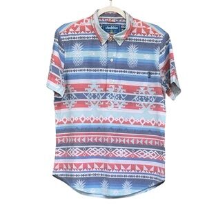 Chubbies Pineapple Aztec Hawaiian  Print Button Down Shirt Size Small